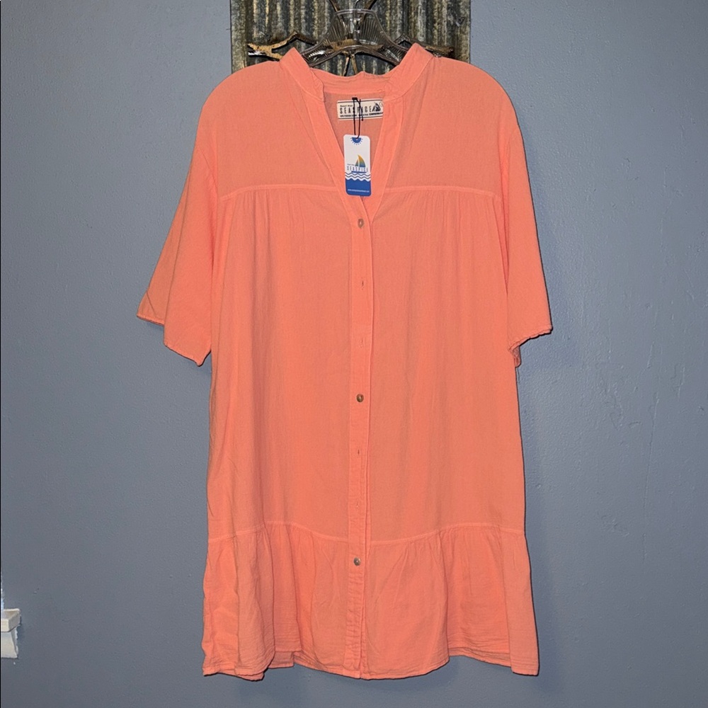 Peach Button-Down Women's dress
